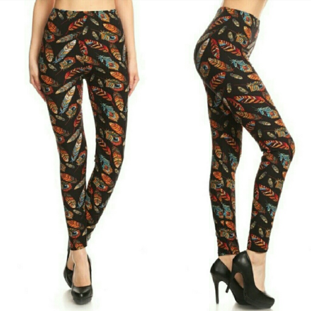Multi color feather leggins